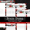 The “Bundle: Planner Basics in Contemporary Poppy” offers printable planner pages with sections for tasks, projects, and dates on a black and white striped background accented by red poppies.