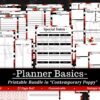 Bundle: Planner Basics in Contemporary Poppy—an undated, customizable printable planner in a black, white, and red poppy floral theme. Includes calendar, special dates, to-do lists, habit tracker, and more.