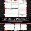 The Bundle: Planner Basics in Contemporary Poppy features a stylish daily page with sections for goals, top 3 tasks, appointments, to-do list, and notes on a black marble background with poppy accents and bold white/red design.