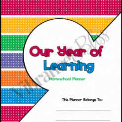 Full preview of all unique pages of the bold & colorful homeschool planner.