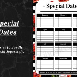Side-by-side image: left side shows a black marble background with 